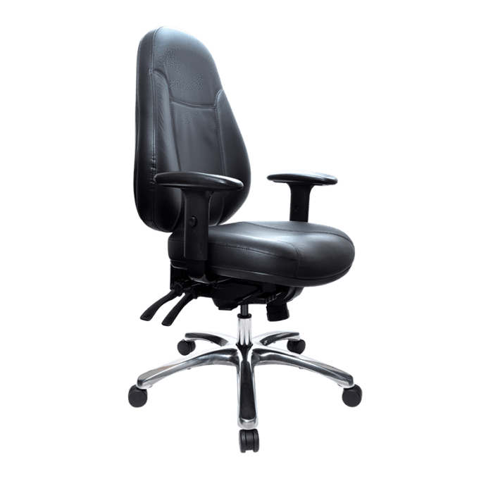 Buro Persona 24/7 Ergonomic Office Chair, Seat Slide Leather High Back Polished Aluminium / Ready to Assemble BS128-L3+PC061