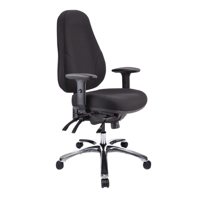 Buro Persona 24/7 High Back Ergonomic Task Chair Black / Polished Aluminium / Ready to Assemble BS128-63+PC061