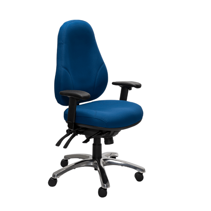 Buro Persona 24/7 High Back Ergonomic Task Chair Blue / Polished Aluminium / Ready to Assemble BS128-61+PC061