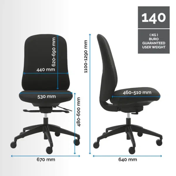 Buro Quantum Black Upholstered Back Chair with Headrest BS169-63+169-HDREST