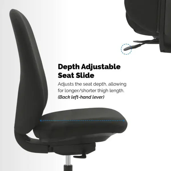 Buro Quantum Black Upholstered Back Chair with Height Adjustable Arms & Headrest BS169-63+169-ARMS+169-HDREST