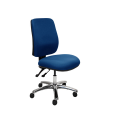 Buro Roma 2 Lever High Back Ergonomic Office Chair, Aluminium Base, Assembled, Blue Commercial Address BS216-61+PC068-AS-COM