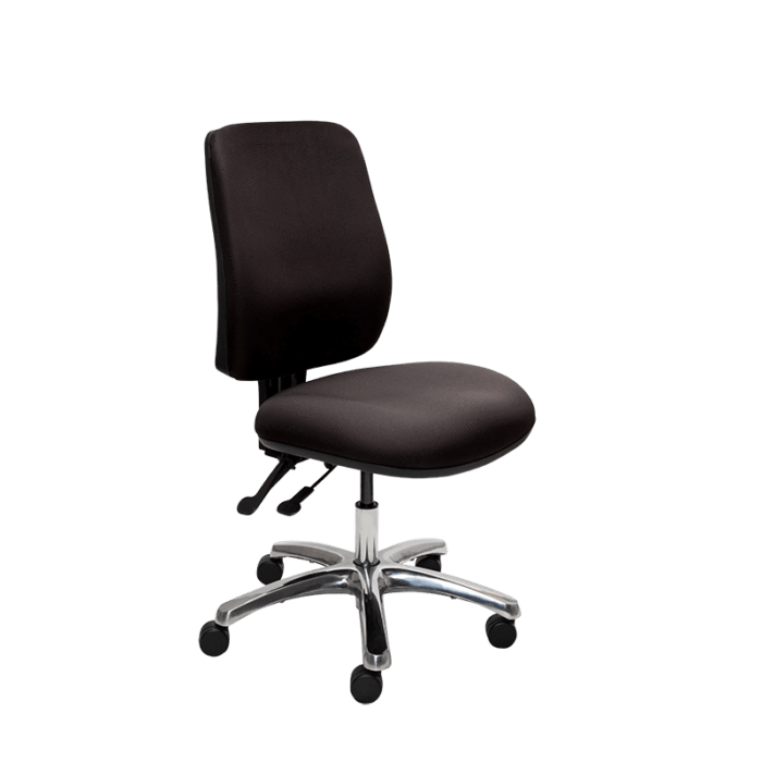 Buro Roma 2 Lever High Back Ergonomic Office Chair Black / Polished Aluminium / Ready to Assemble BS216-63+PC068