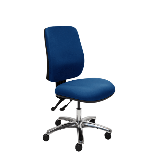 Buro Roma 2 Lever High Back Ergonomic Office Chair Blue / Polished Aluminium / Ready to Assemble BS216-61+PC068