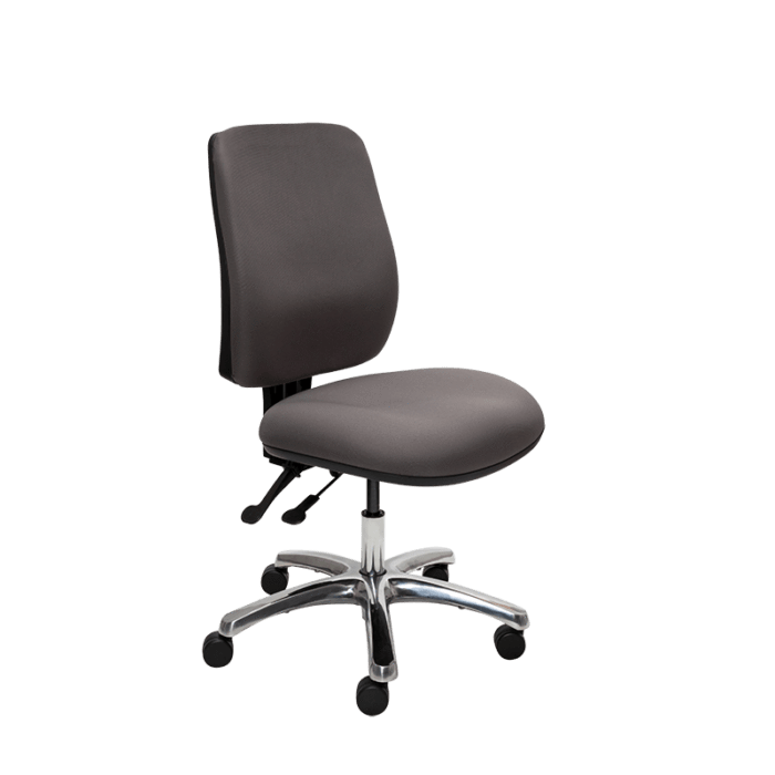 Buro Roma 2 Lever High Back Ergonomic Office Chair Charcoal / Polished Aluminium / Ready to Assemble BS216-62+PC068