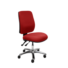 Buro Roma 2 Lever High Back Ergonomic Office Chair Red / Polished Aluminium / Ready to Assemble BS216-66+PC068