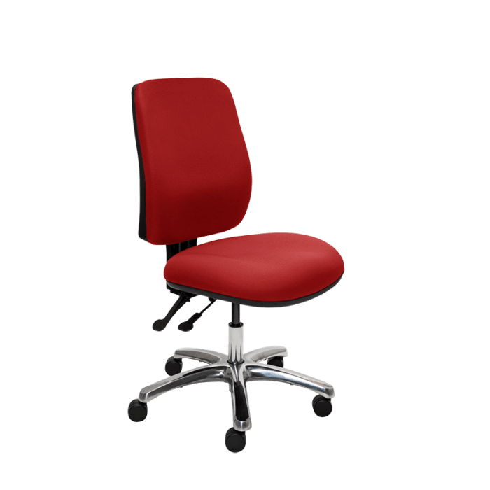 Buro Roma 2 Lever High Back Ergonomic Office Chair Red / Polished Aluminium / Ready to Assemble BS216-66+PC068