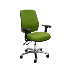 Buro Roma 2 Lever High Back Ergonomic Office Chair With Armrests, Polished Aluminium Base, Green BS216-64+PC068+180-2