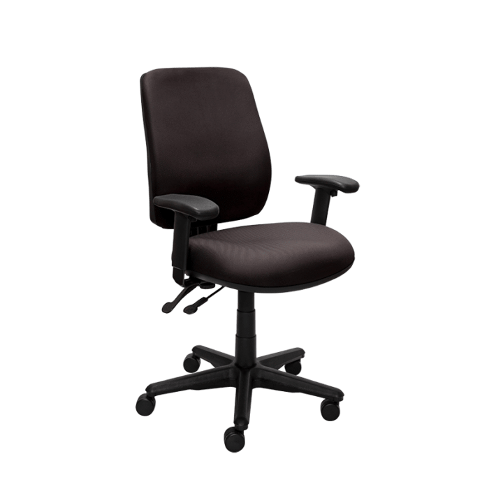 Buro Roma 2 Lever High Back Office Chair With Armrests - Black Nylon or Polished Aluminium Base Black / Black Nylon / Assembled - Delivery to commercial address BS216-63+180-2-AS-COM