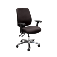 Buro Roma 2 Lever High Back Office Chair With Armrests - Black Nylon or Polished Aluminium Base Black / Polished Aluminium / Assembled - Delivery to commercial address BS216-63+PC068+180-2-AS-COM