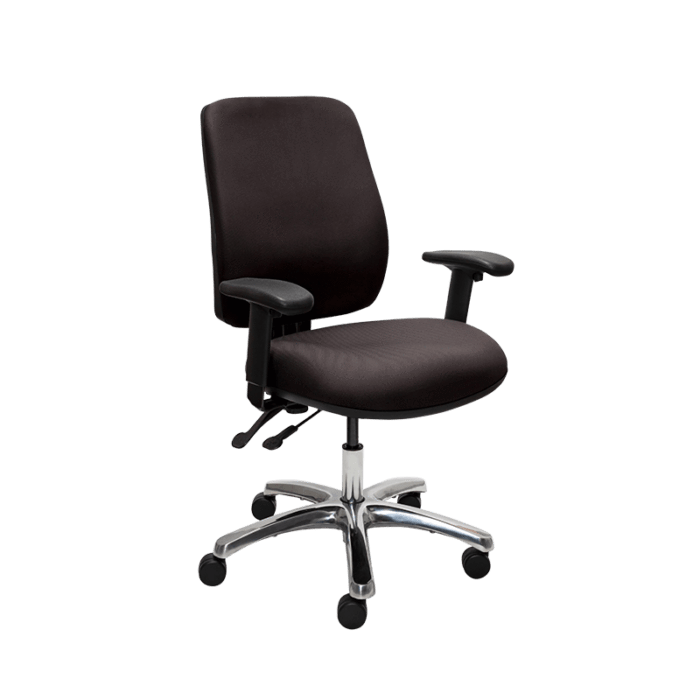 Buro Roma 2 Lever High Back Office Chair With Armrests - Black Nylon or Polished Aluminium Base Black / Polished Aluminium / Assembled - Delivery to commercial address BS216-63+PC068+180-2-AS-COM