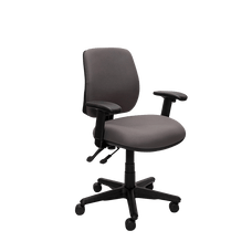 Buro Roma 2 Lever Mid Back Ergonomic Office Chair with Armrest, Nylon Base, Charcoal Fabric BS218-62+180-2
