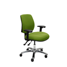 Buro Roma 2 Lever Mid Back Ergonomic Office Chair with Armrest, Polished Aluminium Base, Blue Fabric BS218-61+PC068+180-2