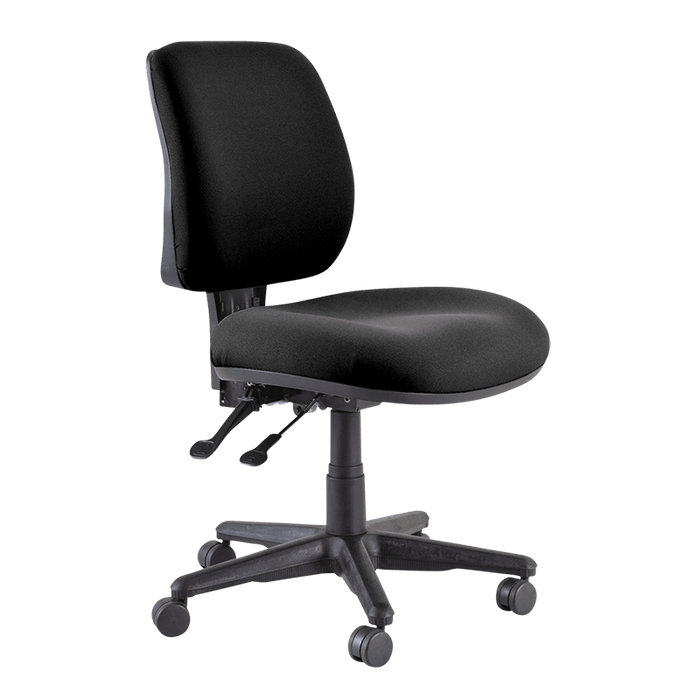 Buro Roma 2 Lever Mid Back Office Chair Black / Black Nylon / Assembled - Delivery to commercial address BS218-63-AS-COM