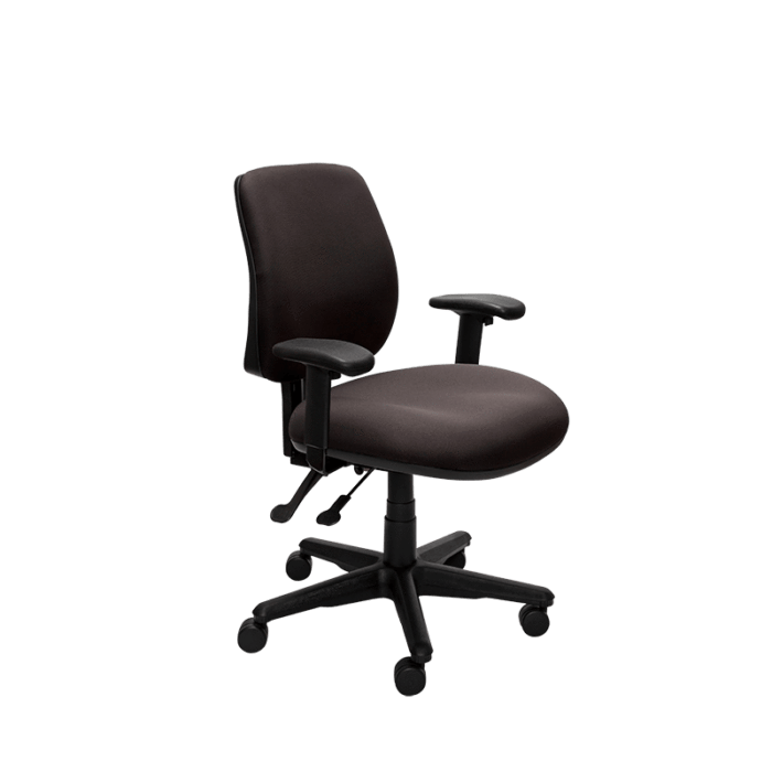 Buro Roma 2 Lever Mid Back Office Chair, Black, Nylon Base, With Armrest BS218-63+180-2-BB