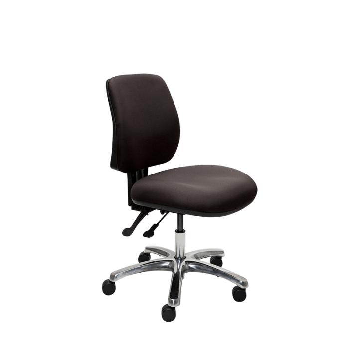 Buro Roma 2 Lever Mid Back Office Chair Black / Polished Aluminium / Assembled - Delivery to commercial address BS218-63+PC068-AS-COM