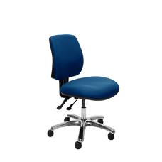 Buro Roma 2 Lever Mid Back Office Chair Blue / Polished Aluminium / Assembled - Delivery to commercial address BS218-61+PC068-AS-COM