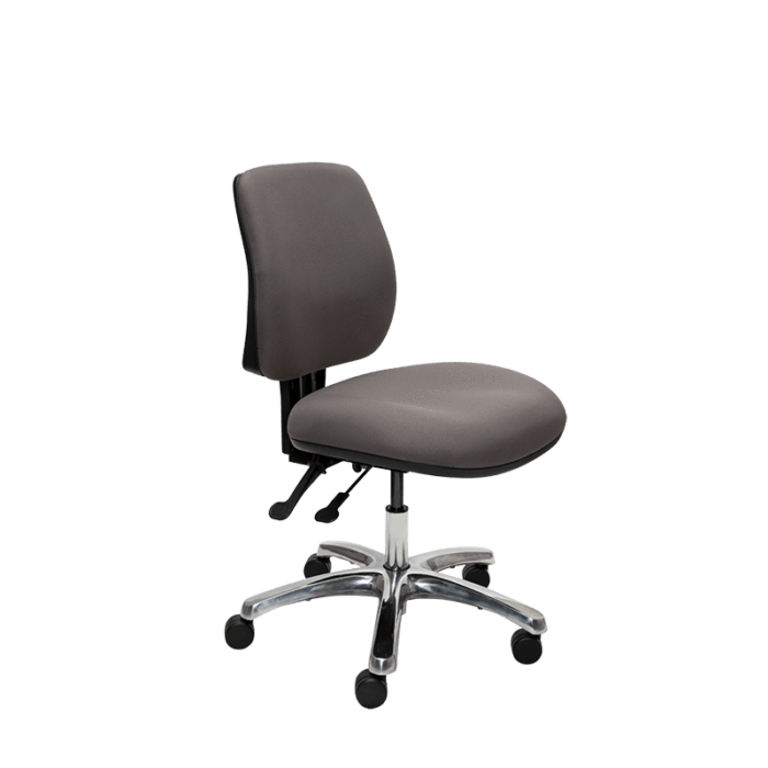 Buro Roma 2 Lever Mid Back Office Chair Charcoal / Polished Aluminium / Assembled - Delivery to commercial address BS218-62+PC068-AS-COM