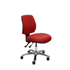 Buro Roma 2 Lever Mid Back Office Chair Red / Polished Aluminium / Assembled - Delivery to commercial address BS218-66+PC068-AS-COM