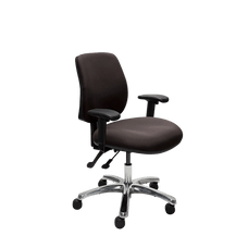 Buro Roma 2 Lever Mid Back Office Chair With Armrest Black / Polished Aluminium BS218-63+PC068+180-2