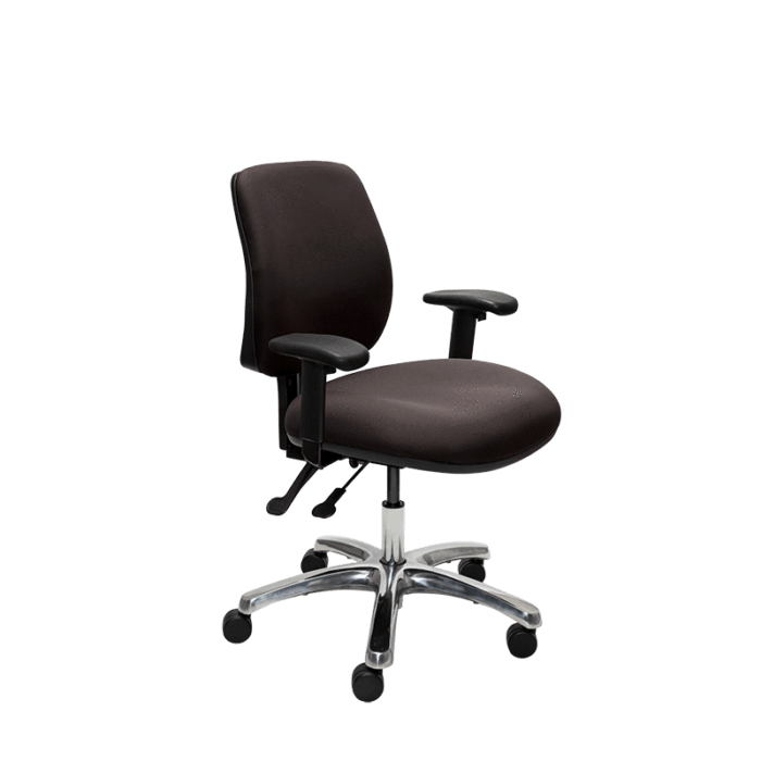 Buro Roma 2 Lever Mid Back Office Chair With Armrest Black / Polished Aluminium BS218-63+PC068+180-2