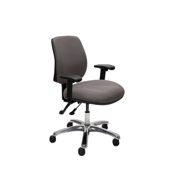 Buro Roma 2 Lever Mid Back Office Chair With Armrest Charcoal / Polished Aluminium BS218-62+PC068+180-2