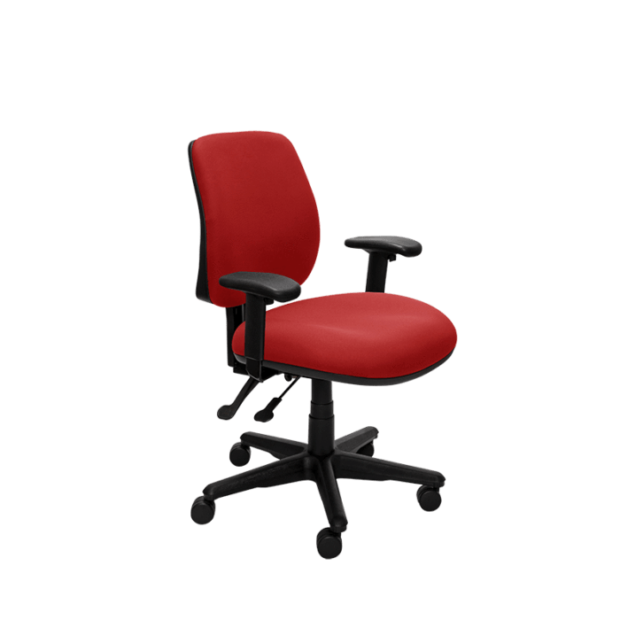 Buro Roma 2 Lever Mid Back Office Chair With Armrest Red / Black Nylon BS218-66+180-2