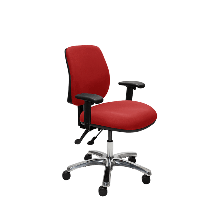 Buro Roma 2 Lever Mid Back Office Chair With Armrest Red / Polished Aluminium BS218-66+PC068+180-2