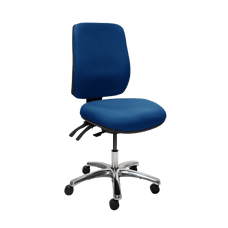 Buro Roma 3 Lever High Back Office Chair Blue / Polished Aluminium / Ready to Assemble BS217-61+PC068