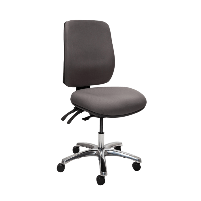 Buro Roma 3 Lever High Back Office Chair Charcoal / Polished Aluminium / Ready to Assemble BS217-62+PC068