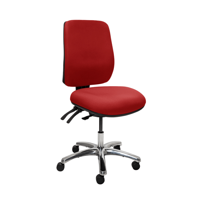 Buro Roma 3 Lever High Back Office Chair Red / Polished Aluminium / Ready to Assemble BS217-66+PC068