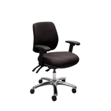 Buro Roma 3 Lever High Back Office Chair With Armrest Black / Polished Aluminium / Assembled - Delivery to commercial address BS217-63+PC068+180-2-AS-COM