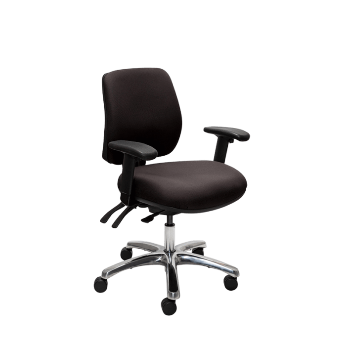 Buro Roma 3 Lever High Back Office Chair With Armrest Black / Polished Aluminium / Assembled - Delivery to commercial address BS217-63+PC068+180-2-AS-COM