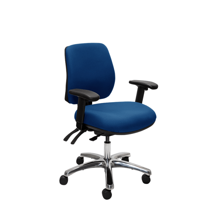 Buro Roma 3 Lever High Back Office Chair With Armrest Blue / Polished Aluminium / Assembled - Delivery to commercial address BS217-61+PC068+180-2-AS-COM