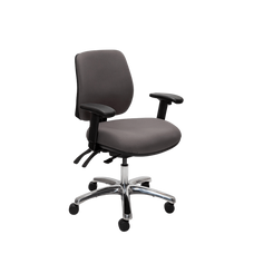 Buro Roma 3 Lever High Back Office Chair With Armrest Charcoal / Polished Aluminium / Assembled - Delivery to commercial address BS217-62+PC068+180-2-AS-COM