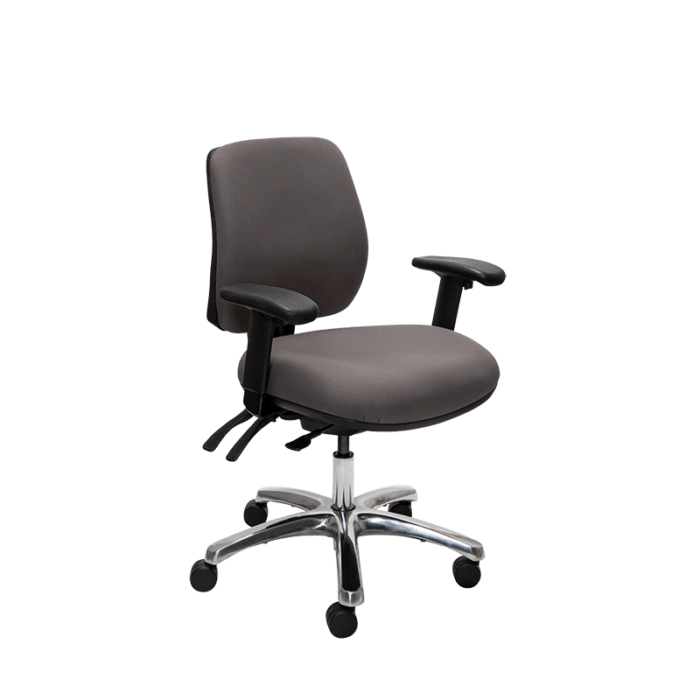 Buro Roma 3 Lever High Back Office Chair With Armrest Charcoal / Polished Aluminium / Assembled - Delivery to commercial address BS217-62+PC068+180-2-AS-COM