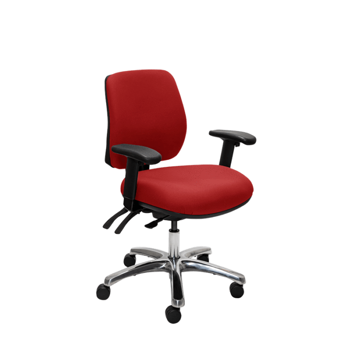 Buro Roma 3 Lever High Back Office Chair With Armrest Red / Polished Aluminium / Assembled - Delivery to commercial address BS217-66+PC068+180-2-AS-COM