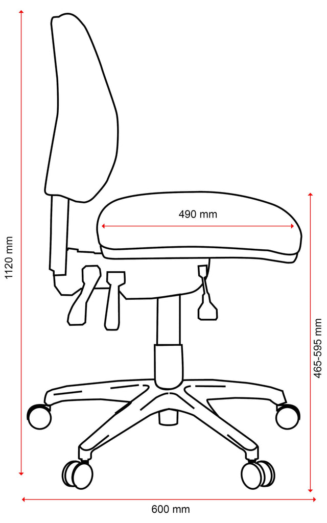Buro Roma 3 Lever Mid Back Office Chair with Arm Rest, Red Fabric, Nyl ...