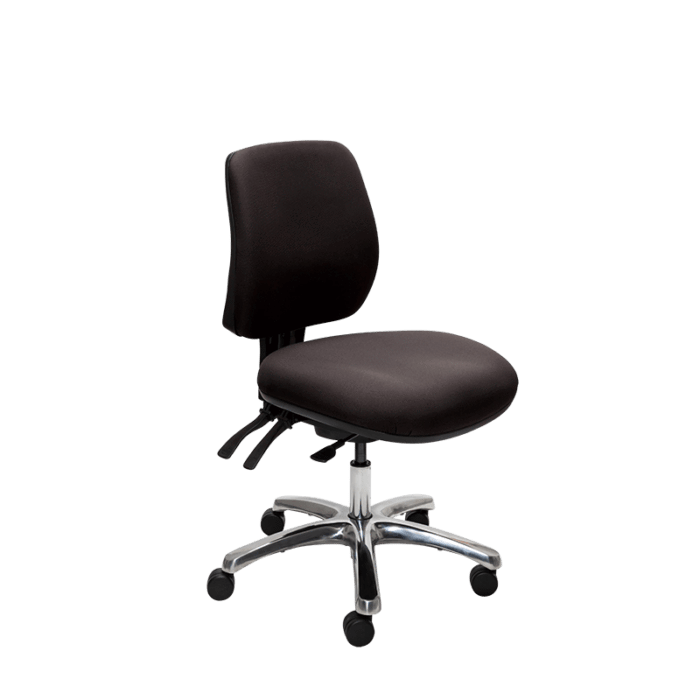 Buro Roma 3 Lever Mid Back Office Chair Black / Polished Aluminium / Ready to Assemble BS219-63+PC068