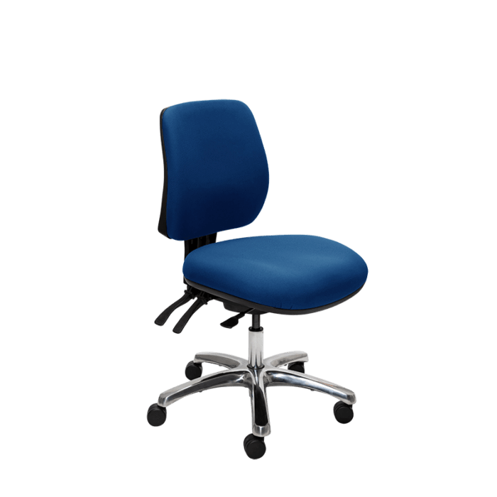 Buro Roma 3 Lever Mid Back Office Chair Blue / Polished Aluminium / Ready to Assemble BS219-61+PC068