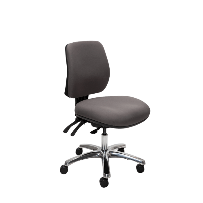 Buro Roma 3 Lever Mid Back Office Chair Charcoal / Polished Aluminium / Ready to Assemble BS219-62+PC068