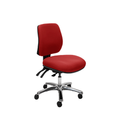 Buro Roma 3 Lever Mid Back Office Chair Red / Polished Aluminium / Ready to Assemble BS219-66+PC068