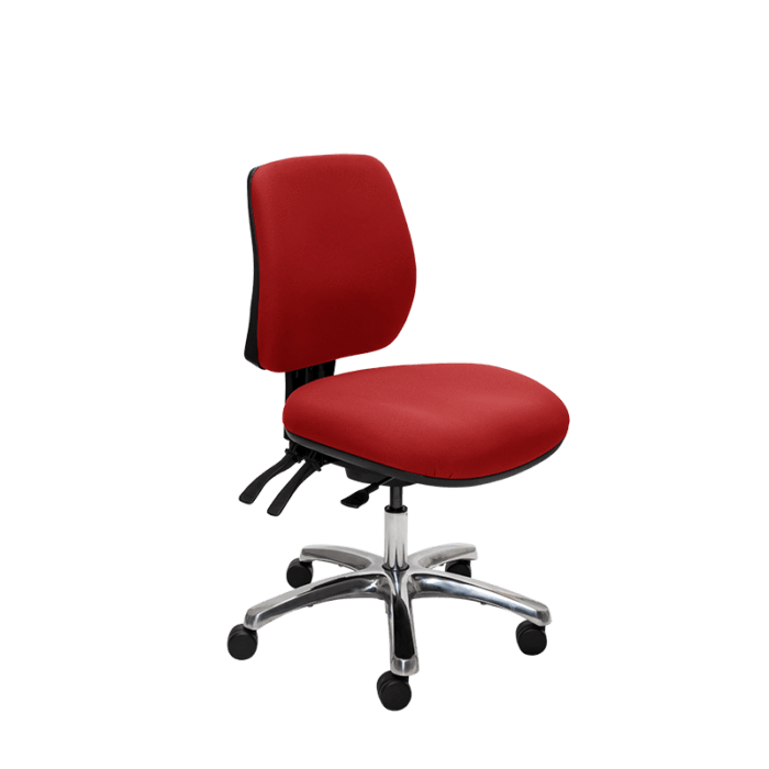 Buro Roma 3 Lever Mid Back Office Chair Red / Polished Aluminium / Ready to Assemble BS219-66+PC068