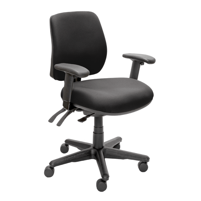 Buro Roma 3 Lever Mid Back Office Chair With Arm Rest Black / Black Nylon / Ready to Assemble BS219-63+180-2