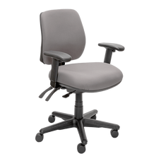 Buro Roma 3 Lever Mid Back Office Chair With Arm Rest Charcoal / Black Nylon / Assembled - Delivery to commercial address BS219-62+180-2-AS-COM