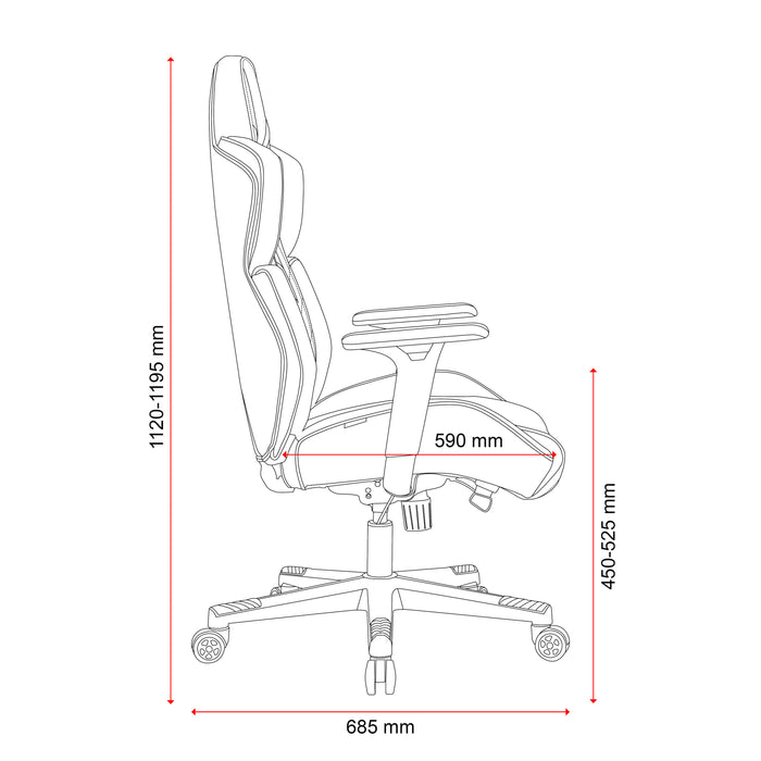 Buro X PowerA Raider Ergo Gaming Chair, Grey PU BS154-PU3-2