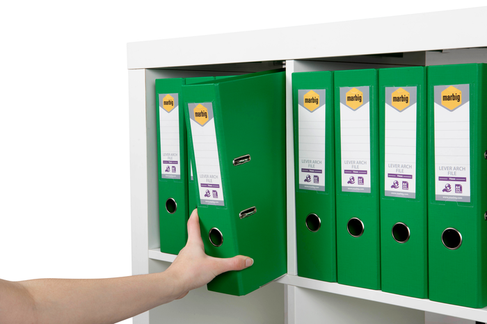 Marbig A4 Polyethylene (PE) Lever Arch File With Linen Finish Cover Green