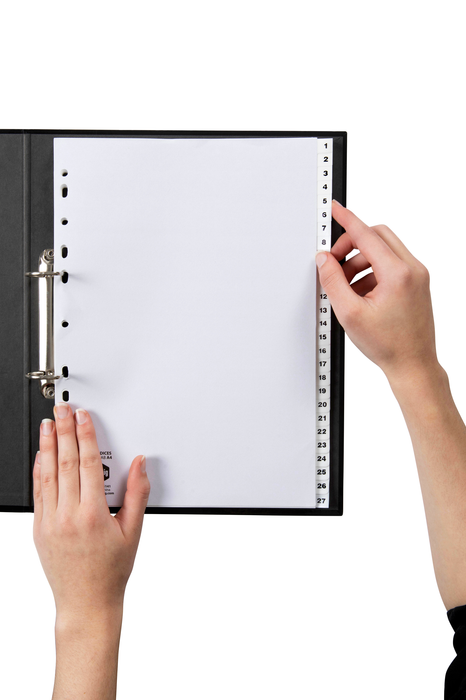 Marbig A4 White Polypropylene Indices/Divider, 1-54