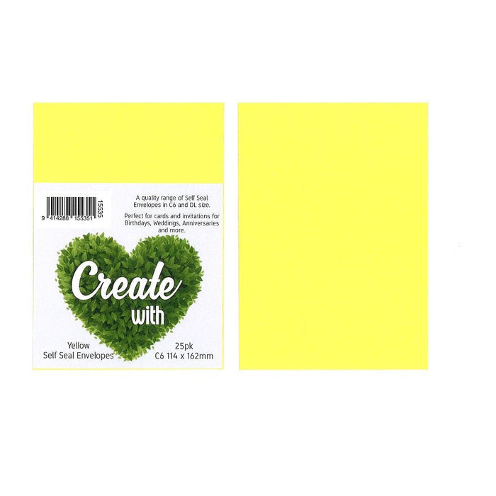 C6 / A6 Yellow Colour Envelope x 25's pack DP15535