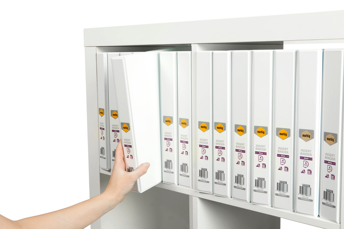 Marbig A4 Insert Cover Ring Binder, 25mm 4 D Rings, White